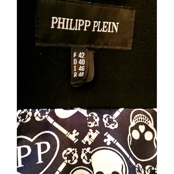 Philipp Plein Black Skull linning Fitted Single Button Coat Small - Picture 9 of 13
